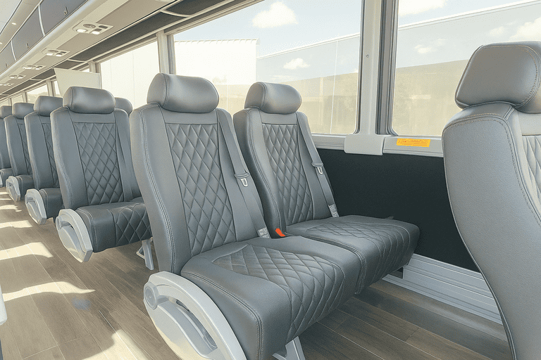 interior of Bethlehem Minibus Company charter bus