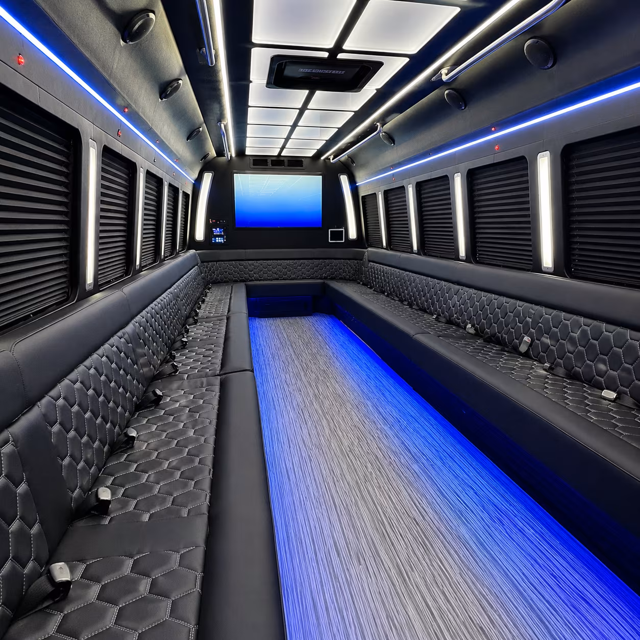 bethlehem 50 passenger party bus inside